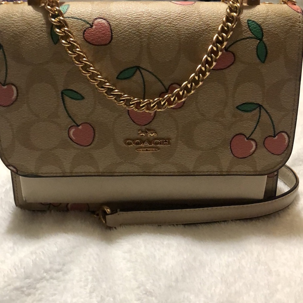 Heart Cherry Klare Coach crossbody purse genuine leather